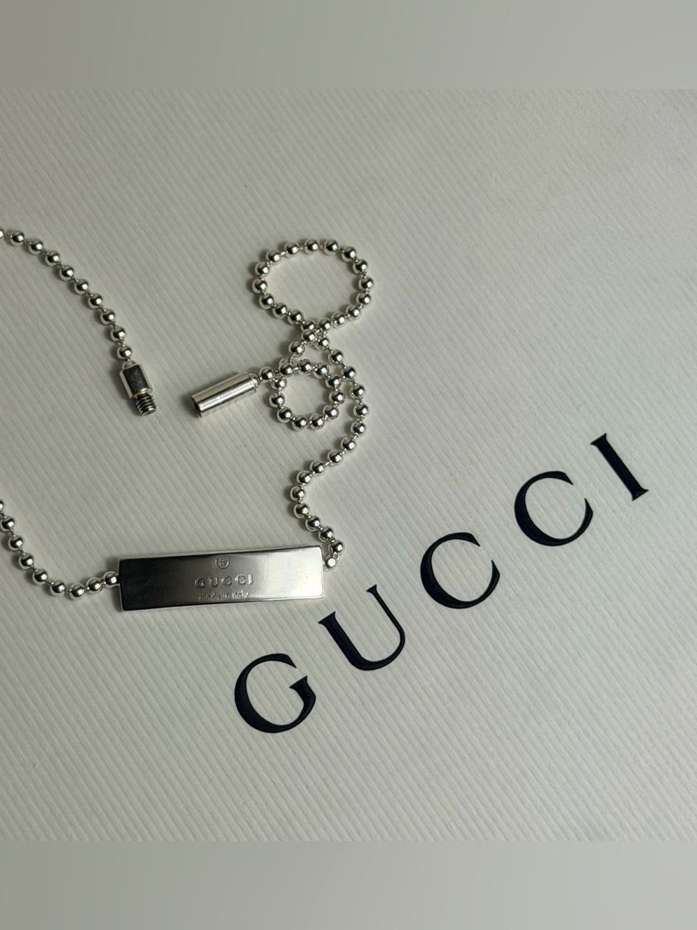 Gucci 925 Sterling Silver Ball-Chain Bar Bracelet - Picture 11 of 11